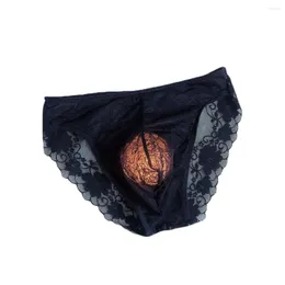 Mutande Moda uomo Slip Sexy Biancheria intima di pizzo Pouch See Through Mesh Tentazione Perizoma Boxer Mutandine corte