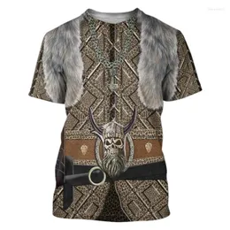 Męskie koszulki Knight koszulka Viking Armor 3D Print T-shirt męski harajuku krótki rękaw
