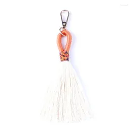 Keychains Handgjorda fröpärlor inslagna makram långa tofs nyckelkedjor för kvinnor väska pendelldroppar ringer dagliga gåva
