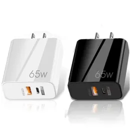 65WスーパーファーストクイックチャージEU US US PD 2PORTS WALL CHARGER TYPE C USB-Cパワーアダプター用iPhone X XR 12 13 Pro Max Samsung Tablet PC