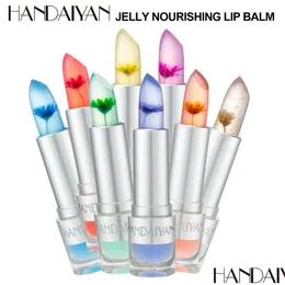 Bálsamo labial Handaiyan Temperatura Cambio de color Flor transparente Crystal Jelly Lápiz labial Hidratante Cuidado Maquillaje Gota Entrega Healt Dhdw6