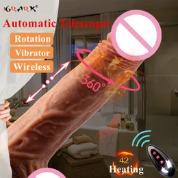 Vibratoren Automatische Teleskop Heizung Dildo Vibrator GSpot Massage Riesige Realistische Penis Erotische Anal Sex Spielzeug Für Frauen Erwachsene Produkte 230307