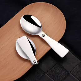 Folding Small Spoon Folding Tablespoon Portable Tableware Outdoor Camping Tableware Stainless Steel Portable Tableware Wholesale LX5480