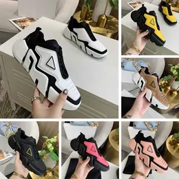 New casual shoes Techno Stretch fabric sneakers Daddy shoes lace-up brand triangle label cushioned shock running shoes sneakers match color collocation Size35-45