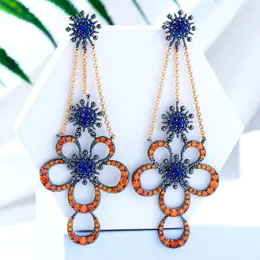 Dangle Ohrringe Godki Trendy Orange Flower Boom Ohrring für Frauen Hochzeitsfei