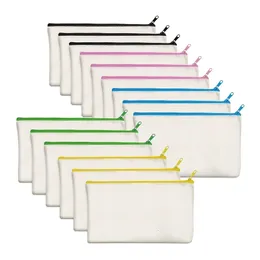 أكياس مستحضرات التجميل 15 حزمة قماشية قطنية فارغة DIY Craft Zipper Bags Casees Pencil Case for Makeup Cosmetic Badiety Storage 230308