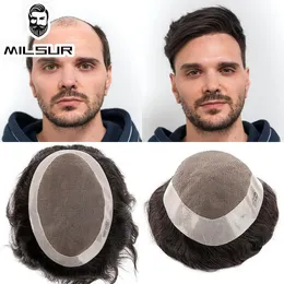 Men's Children's Wigs Men Wig Human Hair Toupee Fine Mono Male Wig 130% Density Durable Hair Prosthesis Toupee Men 6" Hair Replacement System For Men 230307