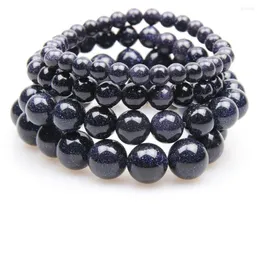 Charmarmband naturlig blå sandmåne armband för män kvinnor sten pärlor elastiska rep Buddha chakra armband 6mm 8mm 10mm 14mm