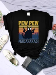 القمصان النسائية Pew Mdafakas Printing Shirt Spring Summer Reck Tops Vintage Soft Tshirt قصيرة الأكمام