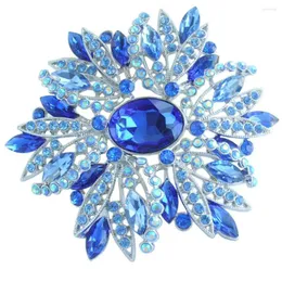 Spille da sposa 3,94 "Blu strass cristallo a goccia fiore spilla ciondolo pin EE04053C7