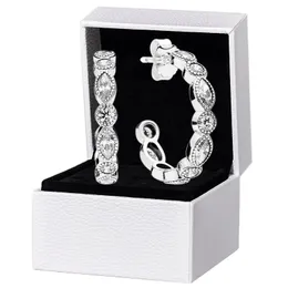 Sparkling CZ Diamond Stud Earring Hook per Pandora Authentic Sterling Silver Wedding Party Jewelry For Women Girlfriend Gift designer Orecchini con scatola originale
