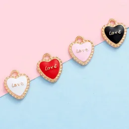 Charms 20/30 st DIY Love Heart Drip Oil Alloy smycken Tillbehör Mobiltelefon Armband Keychain örhängen hänge
