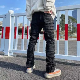 High Street Retro Black Stacked Jeans Mens With Heavy High Street Retro Black Stacked Jeans Mens With Heavy
