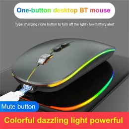 Dual Mode Bluetooth 2.4G Wireless Mouse One-Click Desktop Function Type-C Rechargeable Silent Backlight Mice for Laptop PC