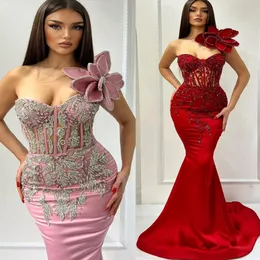 2023 Arabic Aso Ebi Lace Mermaid Prom Dresses Beaded Crystals Sexy Evening Formal Party Second Reception Birthday Engagement Bridesmaid Gowns Dress ZJ1244