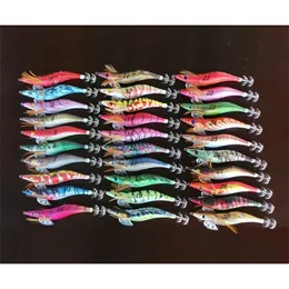 Köder lockt 15 Stück leuchtende Tintenfisch-Jig-Holzgarnelenköder 25 35 11 g 21 g Pesca-Karpfen-Angelgerät 230307