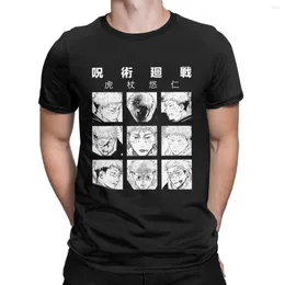 رجال القمصان الترفيهية بارد ايدوري يوجي وجوجو جميلة Jujutsu Kaisen Manga Faces Art الرسم الرسم المرفوف لعشاق otaku anime