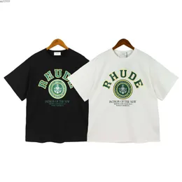 2023 Мужская и женская модная футболка бренд Rhude S American High Street Simple Print Pare Pare Pare Fasual Unteratile Cotton с коротким рукавом U8DF TBT2