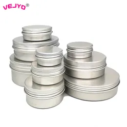 Makeup Tools 50pcs Cosmetics Container Aluminum Candle Jar Empty Tin Metal Silver with Lids Lip Balm Pot Screw Cream Box 15g 30g 50g 80g 100g 230308