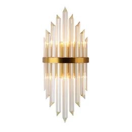 Luxusgold Wandlampe moderne Kristallwandleuchte Beleuchtung Wohnzimmer Bett am Bett aus Edelstahl LED -Wandleuchte 303y