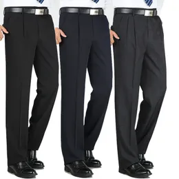 Erkekler Pantolon Orta İkleed Erkek İş Maddi Pantolon Bahar Sonbahar Gevşek Takım Erkekler Katı Pileli Yıkama ve Giyin Elbise Pantolon Boyutu 2944 230307