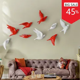 Wall Stickers Creative Resin Birds Hangings Hanging Ornaments Decorations for Home Bedroom Living Room 230307