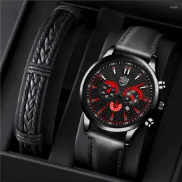 Armbandsur 2023 Luxe Heren Zakelijke Lederen Quartz Horloge Fashion Mannen Sport Armband Horloges Kalender Datum Klok Relogio Masculino