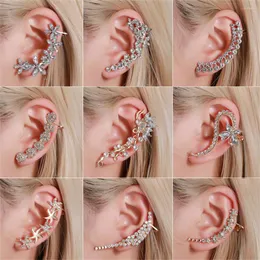 Backs Earrings LUOLER 1 PC Clip For Women Fake Piercing On Ear Clips Flower Starfish Rhinestone Cuff Fashion Jewelry