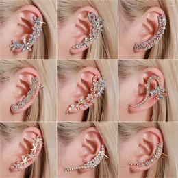 Ohrringe LUOLER 1 PC Clip für Frauen Fake Piercing am Ohrclips Blume Seestern Strass Manschette Modeschmuck