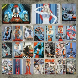 Gulf Girls and Men Metal Signs Vintage Tin Signs Decorative Iron Painting Cars Metal Plate Wall Stickers For Garage Wall Decor 30x20cm W03