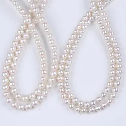 Catene all'ingrosso Fili di perle d'acqua dolce rotonde bianche naturali da 6-6,5/6-7 mm per la creazione di gioielli