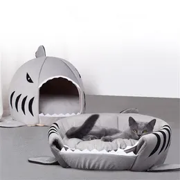 Dropship Pet Cat Bed Cushion Dog House Tubarão para cães grandes tenda de alta qualidade Algodão pequeno itens de produtos para saco de dormir 211006185m