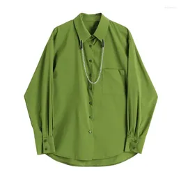 Женские блузки Zadily 2023 Осенняя уличная одежда Сплошная зеленая женщина рубашка Y2K с длинным рукавом вверх.