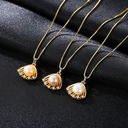 Women Shell Design Freshwater Pearl S925 Silver Prendant Necklace Sexy and Charming Cillar Chain Necklace Jewelry Valentine's Day Gift
