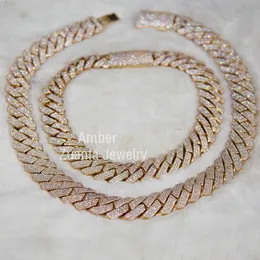 Anpassad 18mm 20mm halsband Iced Out Jewelry Diamond Chains Hip Hop Chain Moissanite Cuban Link Chain