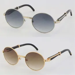 Cały klasyczny czarny bawole okulary przeciwsłoneczne Mężczyźni duże okrągłe metalowe okulary przeciwsłoneczne 7550178 18K Gold Vintage Frame Sport Hig292N
