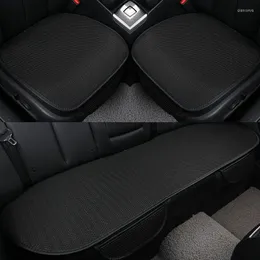 يغطي مقعد السيارة 3 قطع غطاء من الحرير الجليدي الصيفي مجموعة عارية الظهر الواجهة الواجهة الوهمية الظهر التصميم الداخلي الأسود رمادي رمادي