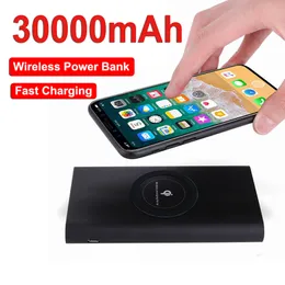 Wireless Power Bank Portable 30000mAh Charger Two-way Fast Charging External Battery Indicator Light for Samsung LG