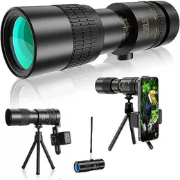 스마트 폰 어댑터가있는 10-30040mm HD 단안 망원경 Clear Bak4 Prism FMC 렌즈 별을위한 단안 구조 조류 관찰 사냥.