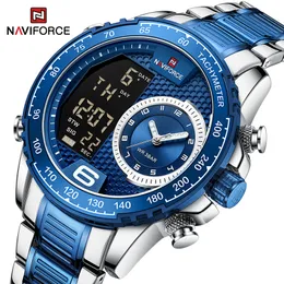 Orologi da polso NaviForce Luxury Brand Watch for Men in acciaio inossidabile Dual display Orologi da polso da polso per il polso impermeabile Sports maschio orologio 230307 230307