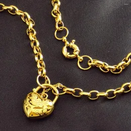 Colares de pingente de ouro cheio de jóias coração belcher cadeado colar para mulheres e presente de menina; tamanho do pingente 27mm x 20mm