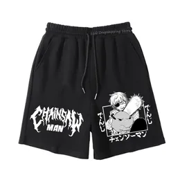 Calça de shorts de shorts para homens de geração de geração de energia de calças cortadas anime denji makima quinta calça calça de rua preto mass de verão 230308