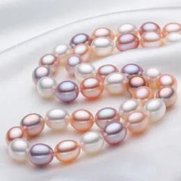 Подвесные ожерелья Choker Natural Freshwater Pearl для женщин 925 Серебряные подлинные свадебные украшения Drop 230307