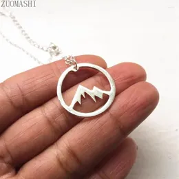 Pendant Necklaces Mountain Necklace Snowy Top Circle Range Dainty Outdoor Jewelry Gifts For Friends