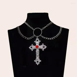 CHOKER GOTHIC Большое кросс -шарм для мужчин Женщины рок эмо -ведьма ювелирные аксессуары подарок модное кольцевое кольцо подвесное ожерелье