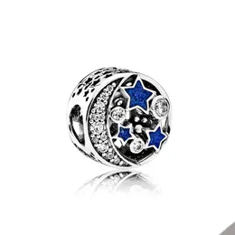 925 Sterling Silver Sparkling Night Sky Charm for Pandora Snake Chain Bracelet Bangle Making Accessories Charms Women designer Jewelry Beads with Original Box