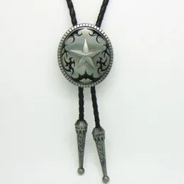 Papillon western cowboy bolo per uomo stile vintage stella metallo in lega di zinco collana gioielli moda cravatta in pelle