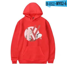 Herrtröjor tröjor röd hoodie älskling i franxx anime noll två 3d tröja söta pojkar flickor kläder m all-matchmen's