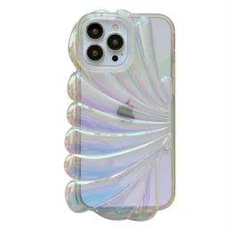 3D Colorful Shell Laser Transparent Phone Case For Iphone 14 Pro Max 11 12 13 Pro Max Luxury Pleated Shockproof Cover