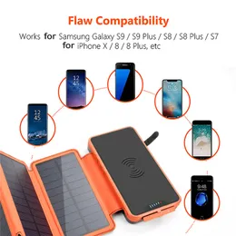 Folding Solar Power Bank Wireless 100000mAh Waterproof Outdoor
